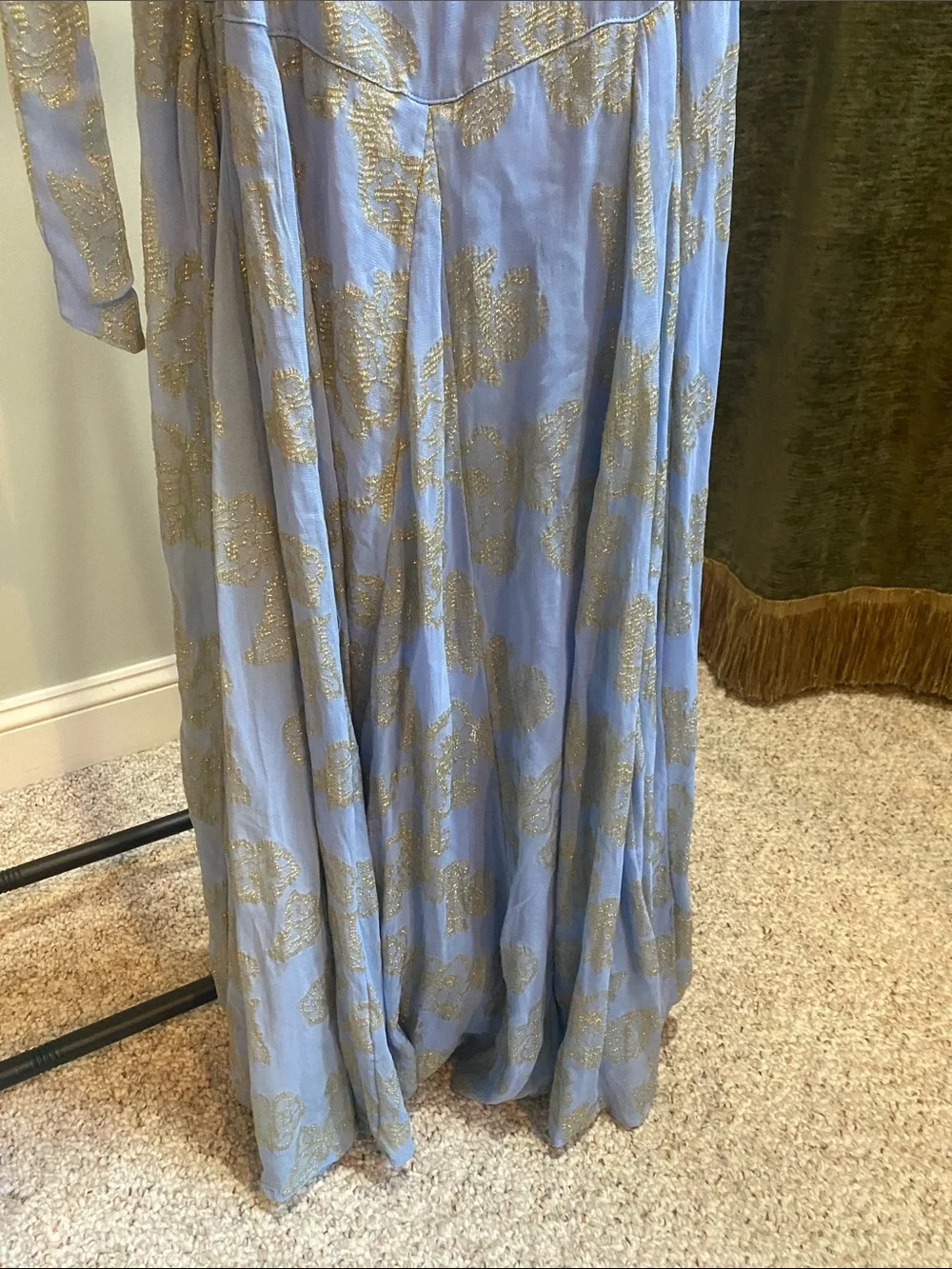 NWT Free People Evening Maxi Dress with Gold Leaf Pattern - Picture 8 of 10